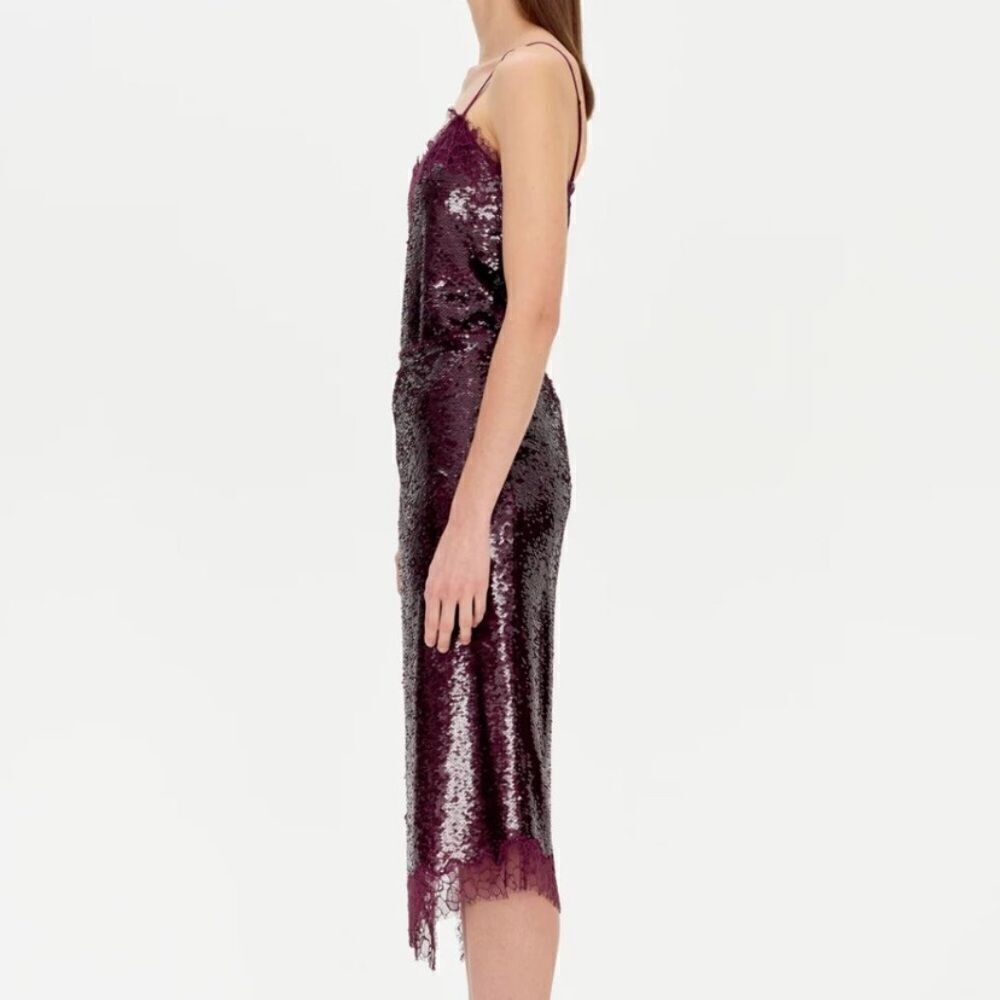 NWT Simkhai Amrita Midi Purple Skirt Sequin Embellishment High Waist Size 0 - Picture 4 of 17